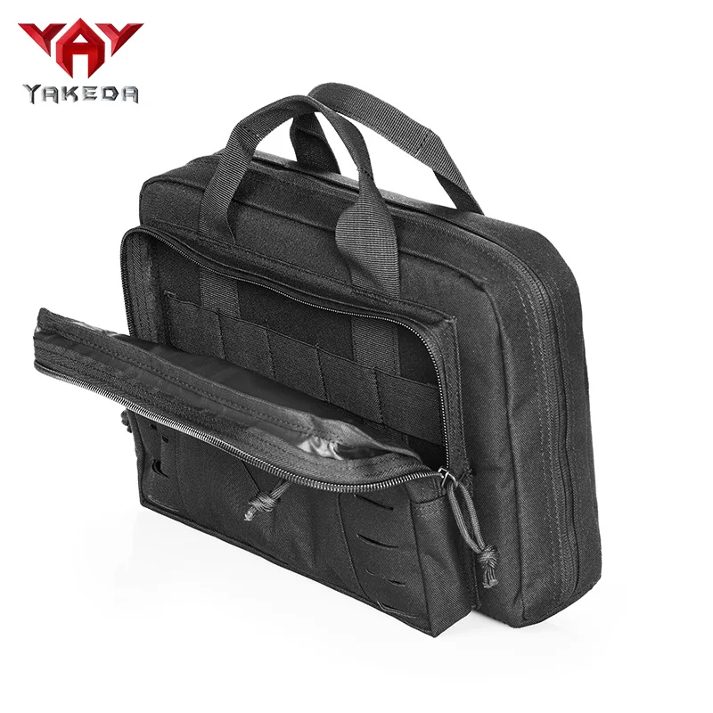 Yakeda Tactical Double Handgun Firearm Case Discreet Pistol Bag - Additional Magazine Storage Slots gun bag