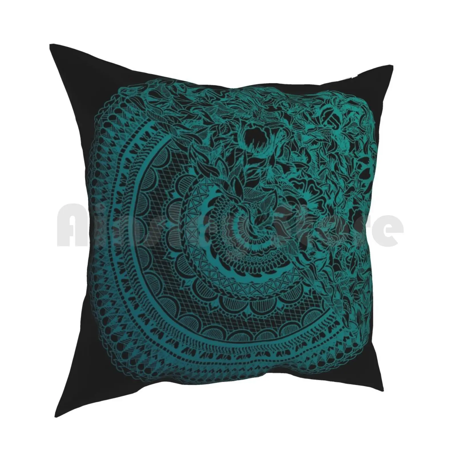 50Floral Mandala | Teal Winter By Simmyghatt Pillow Case Printed Home Soft DIY Pillow cover Mandala Mandala Art Hand Drawn