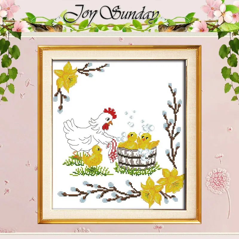 The Chicken to Take A Bath Patterns Counted Cross Stitch Set 11CT 14CT 16CT Stamped DMC Cross-stitch Kit Embroidery Needlework