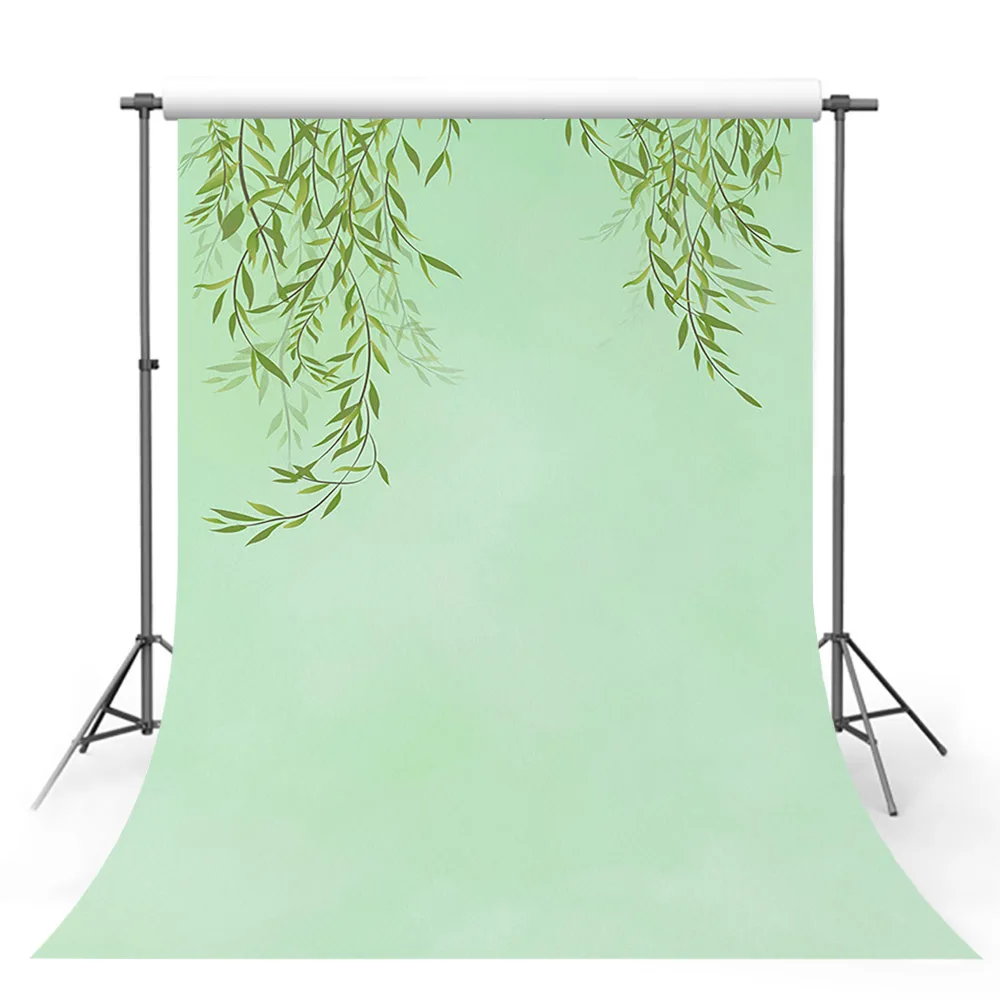 Green Willow Leaf Backdrops Spring Newborn Baby Shower Birthday Poster Photography Background Photo Studio Photozone Decor Props