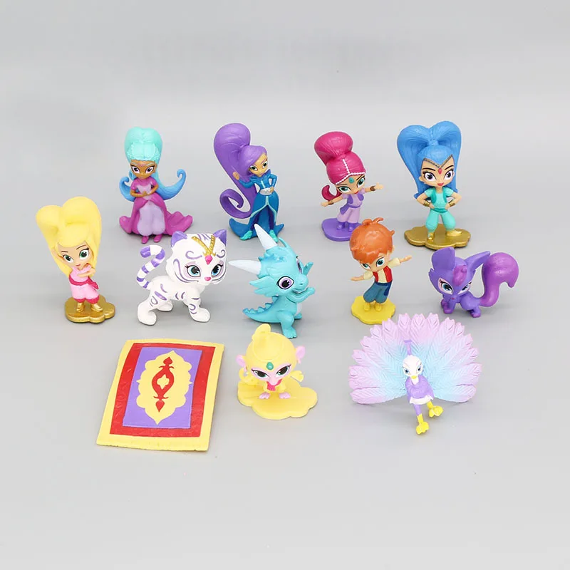 12pcs/set New princess Shimmer action figures Fashion Shine sister figures doll toy set gifts for girls