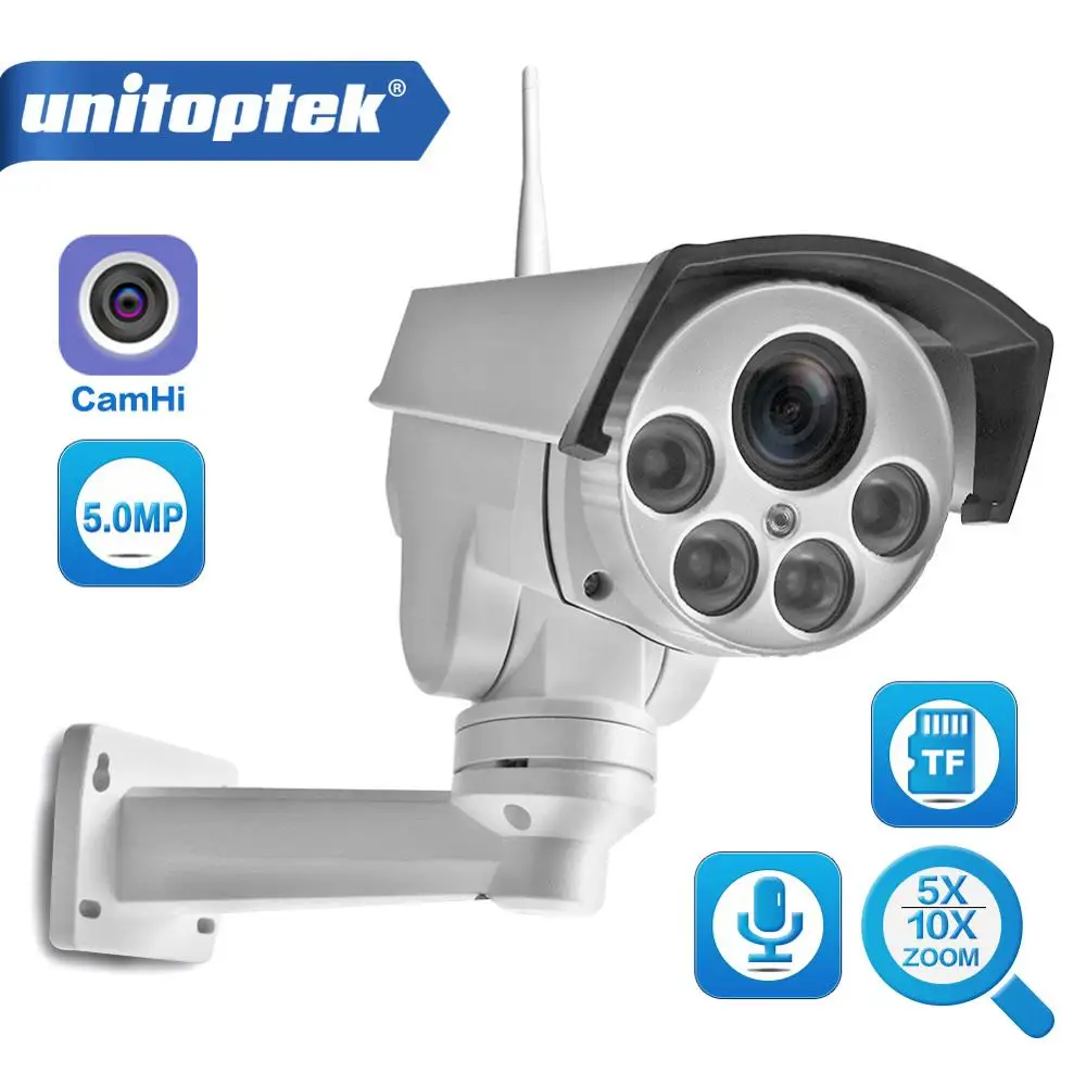 Wifi PTZ IP Camera 5MP Super HD 5X 10X Optical Zoom Audio Wireless PTZ Cam Bullet Outdoor 50m IR Video Home Security Camera P2P