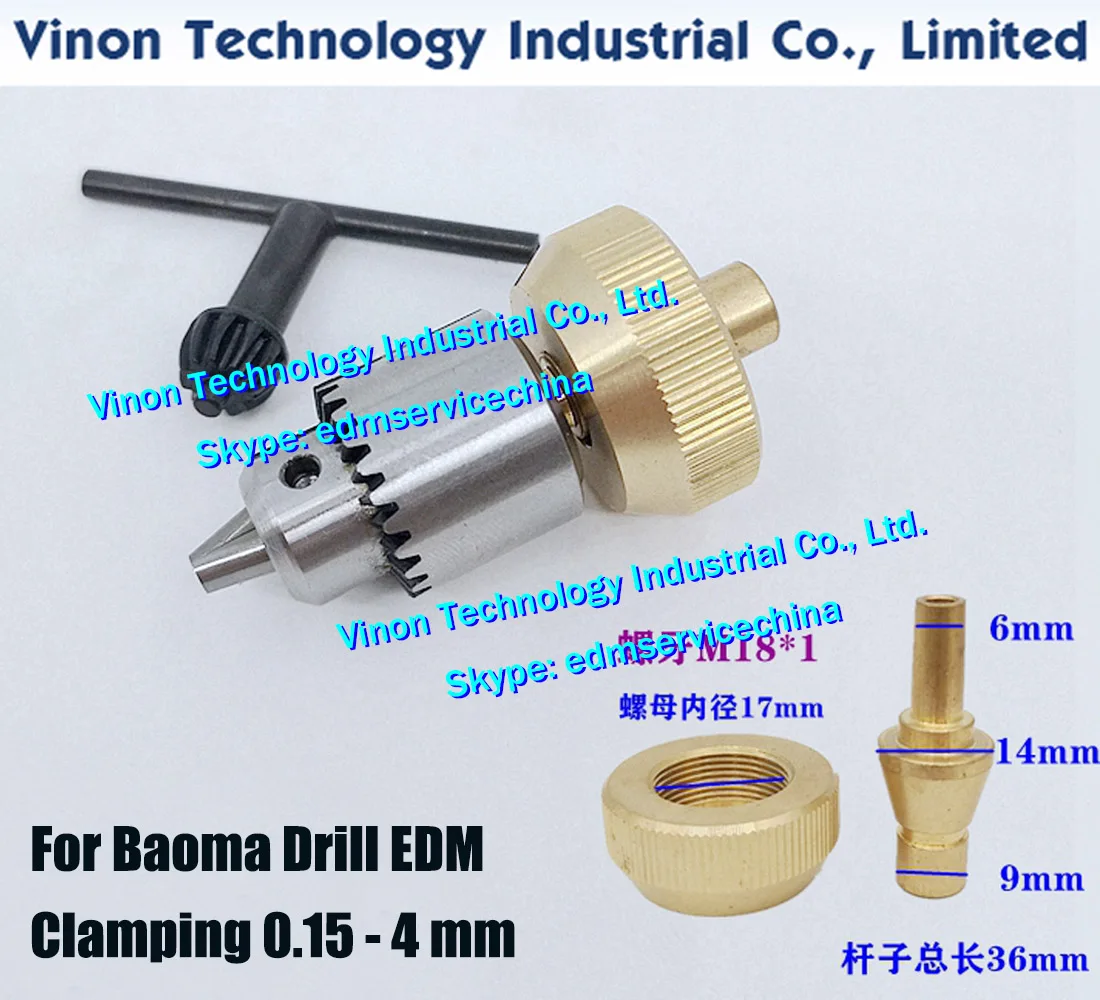 Baoma Drill EDM Spanner Drill Chuck+Adapter Set for Clamping Tube Ø0.15-Ø4.0mm for Small Hole EDM Drilling Machine BAOMA