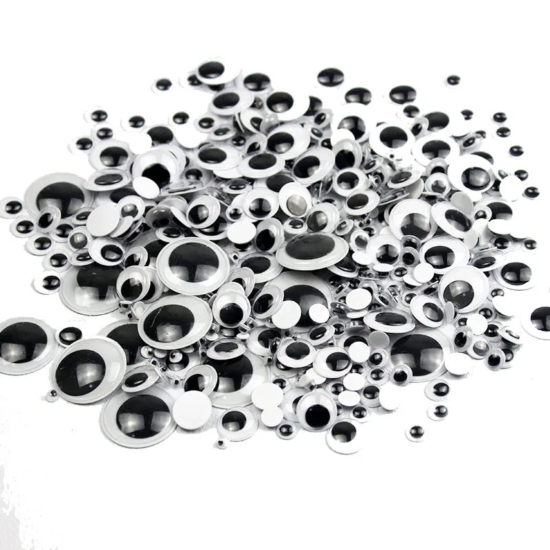 100Ps Moveable Self Adhesive Googly Wiggly Eyes 6/8/10/12/15mm Mixed for Toys Dolls DIY Crafts Accessory Eyeball for Scrapbook