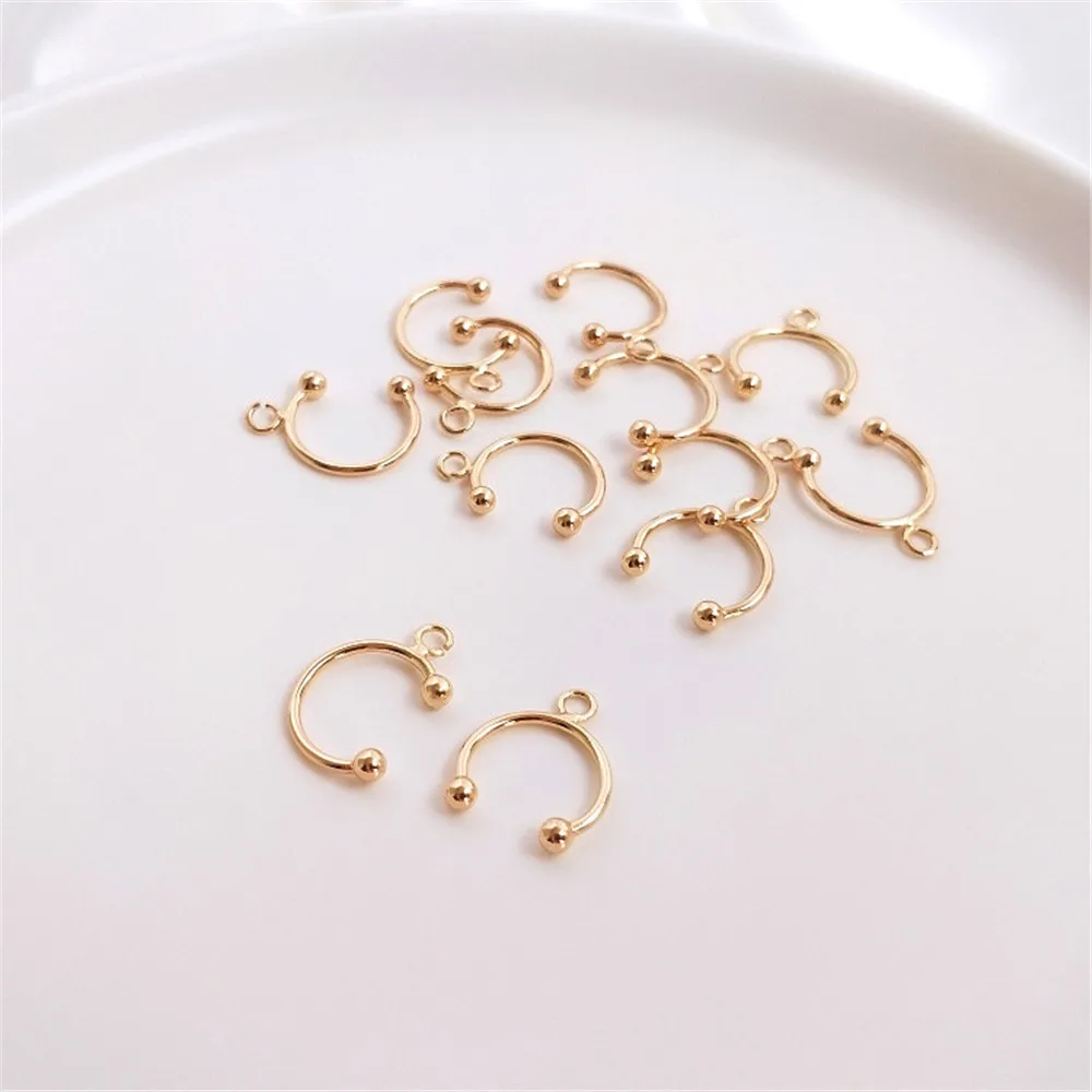 14K Gold Plated Diy earpiece with bead and no hole, U-shaped C-shaped ear clip, hanging ring, earbone clip