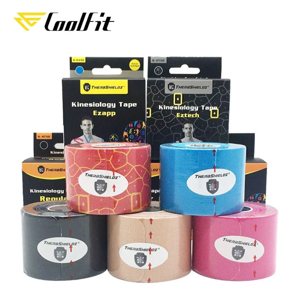 CoolFit 5cm*5m Upgraded Pre Cut Muscle Tape Elastic Roll Sport Kneepad Internal Cotton Elastic Adhesive Kinesiology Patch Injury