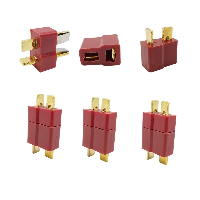 10/5Pairs Red T Plug Connector Kits T Type Male Plugs & Female Jack Deans Connectors for RC LiPo Battery Helicopter