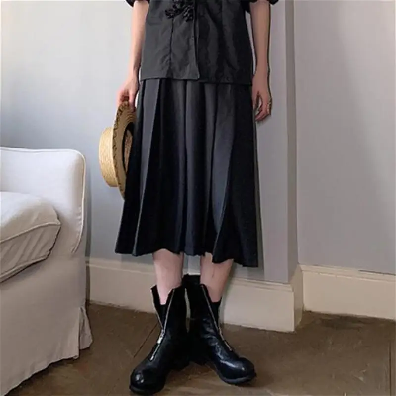 Men's Culottes Spring And Summer New Korean Japanese Personality 100 Pleated Yamamoto Style Casual Loose Oversized Pants