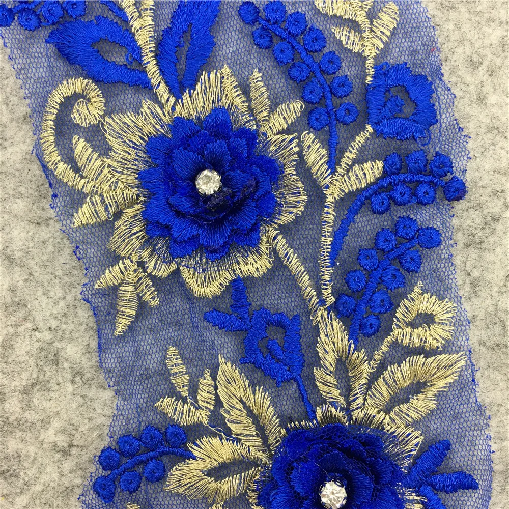 3D pink three-dimensional flower decoration rhinestone false collar embroidery DIY lace dress accessories 1 piece for sale
