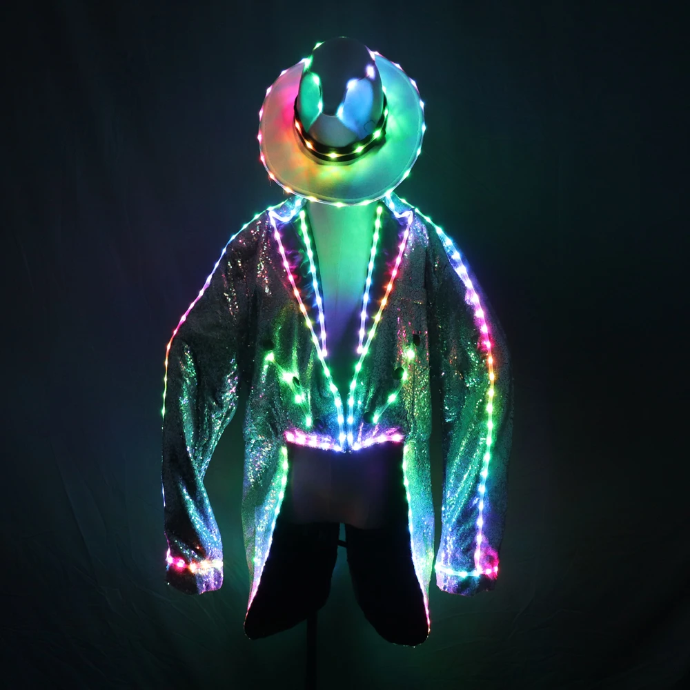 LED Luminous Suit Holloween Led Clothes Jacket Pant Creative Dance Light Costume Luminous Clothes Waterproof Glow Costumes