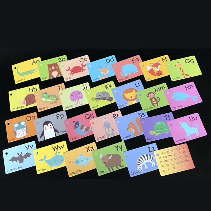 Jouets Montessori pour enfants, cartes Flash anglaises d'apprentissage précoce, jouets éducatifs pour enfants, Cognition en forme de carte de mot, jouet de couleur animale
