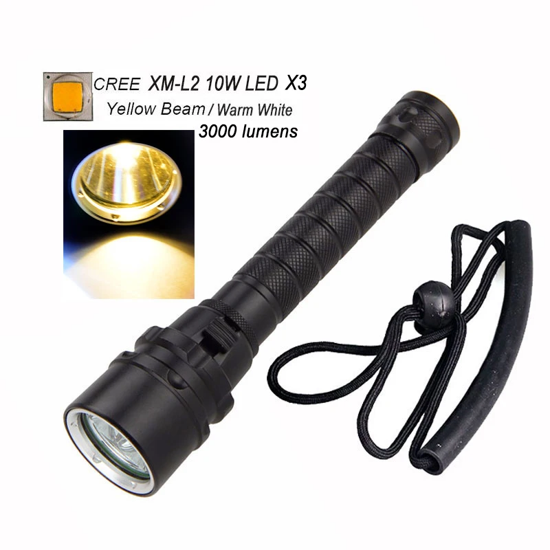 TMWT Professional Dive Lights Lamp 80M Underwater 3000LM L2 T6 LED White Yellow Scuba Diving Flashlight Torch