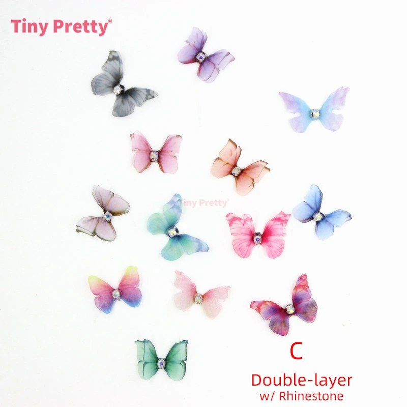 40PCS Handmade Mini Organza Butterflies Chiffon Butterfly Accessory for DIY Nail Art, Jewelry Making