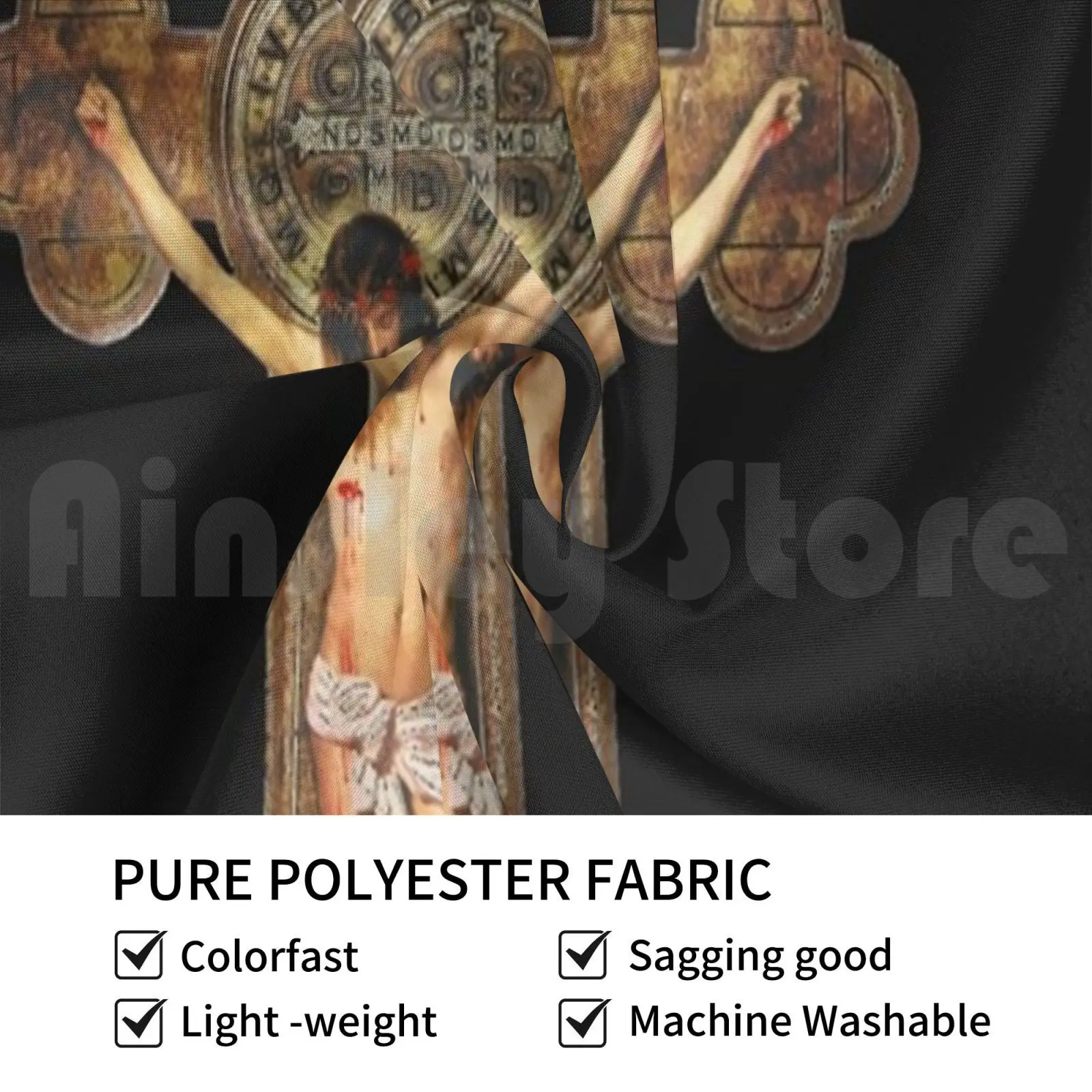 St Benedict Crucifix Cross Jesus Passion Stations Of The Cross-Via Crucis Tapestry Living Room Bedroom Jesus