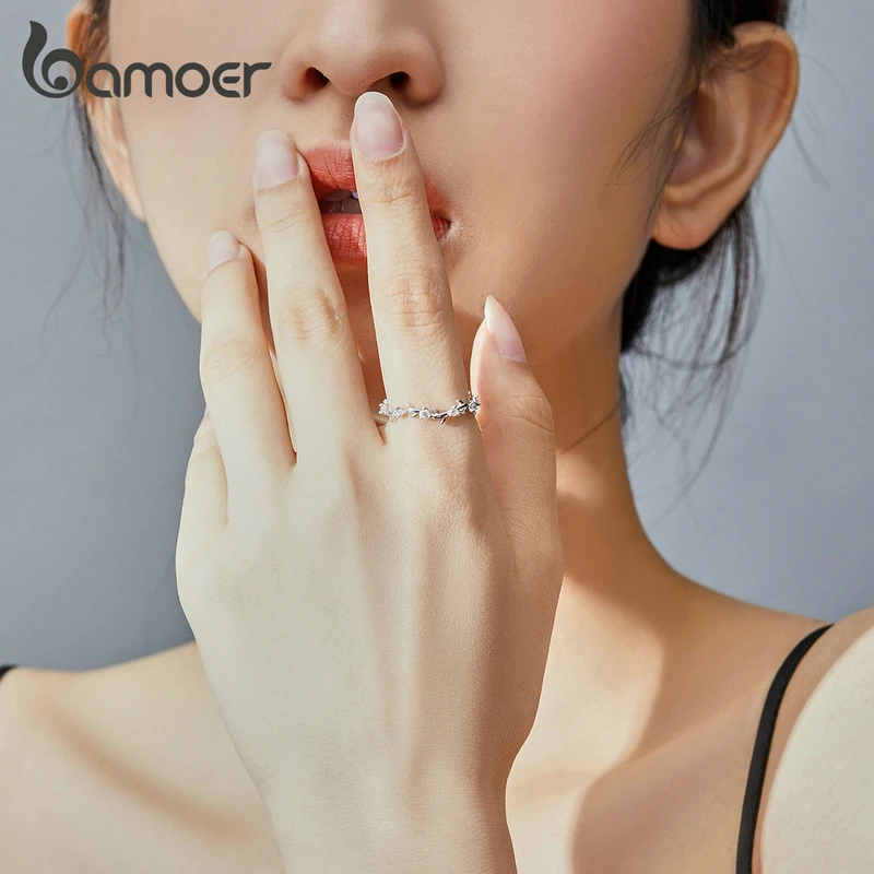 Women's 925 Sterling Silver Stackable Flower Branch Ring