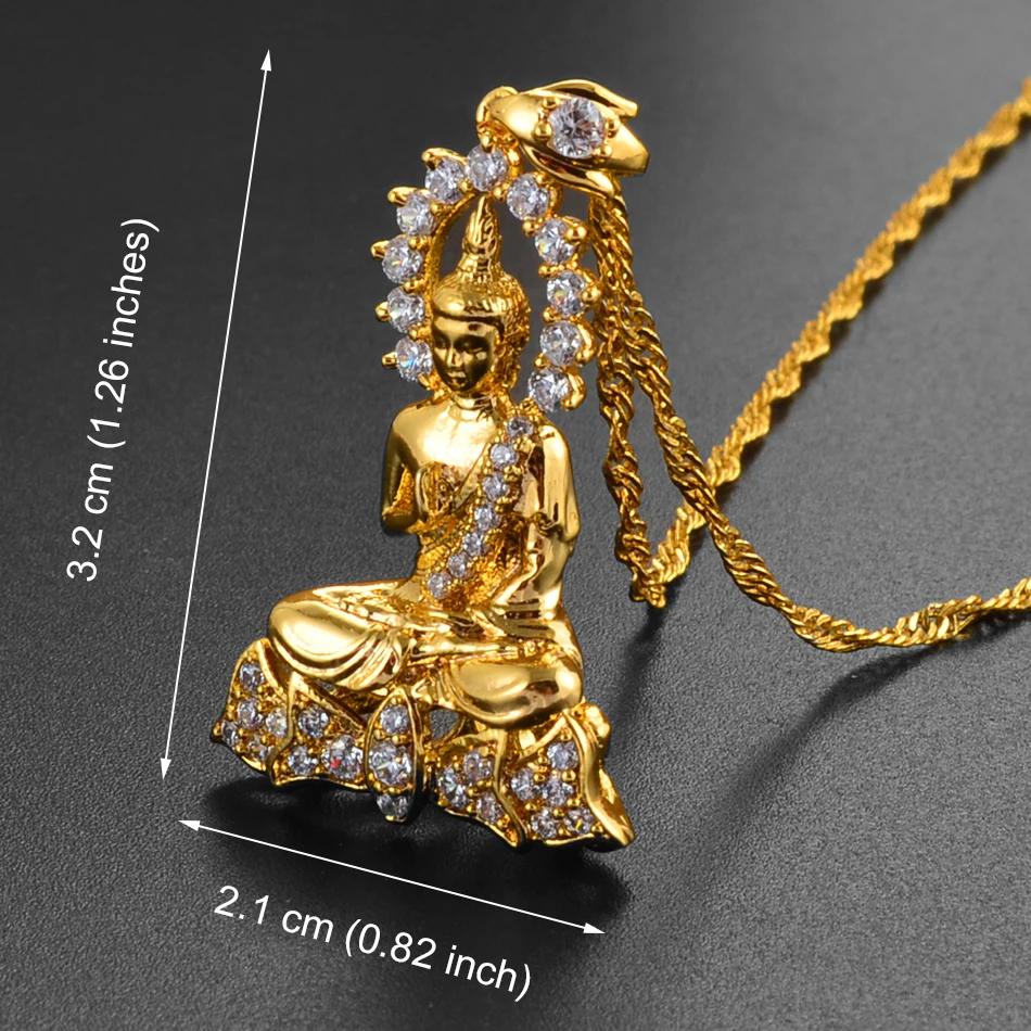 Anniyo Cambodian Style Garden Buddha Buddhism Pendant Necklaces With Cubic Zirconia Jewelry Thailand/Vietnam/Laos  @048004