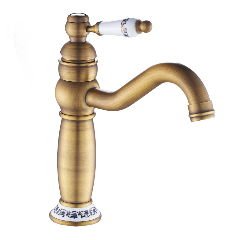 

High Quality Antique Brass Basin Faucet Bathroom Single Lever Design Sink Faucet Single Handle Kitchen Tap Mixer Deck Mounted