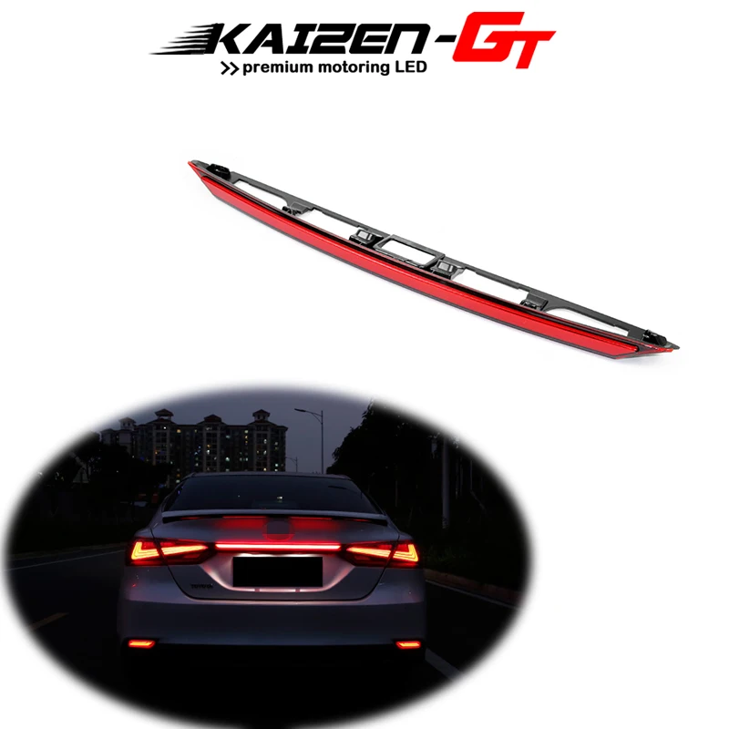 Red LED Car Trunk Lid Trim Replace Center Piece Rear Fog Lamp Brake Taillight Bar w/ Sequential Flash For Toyota Camry 2018-up