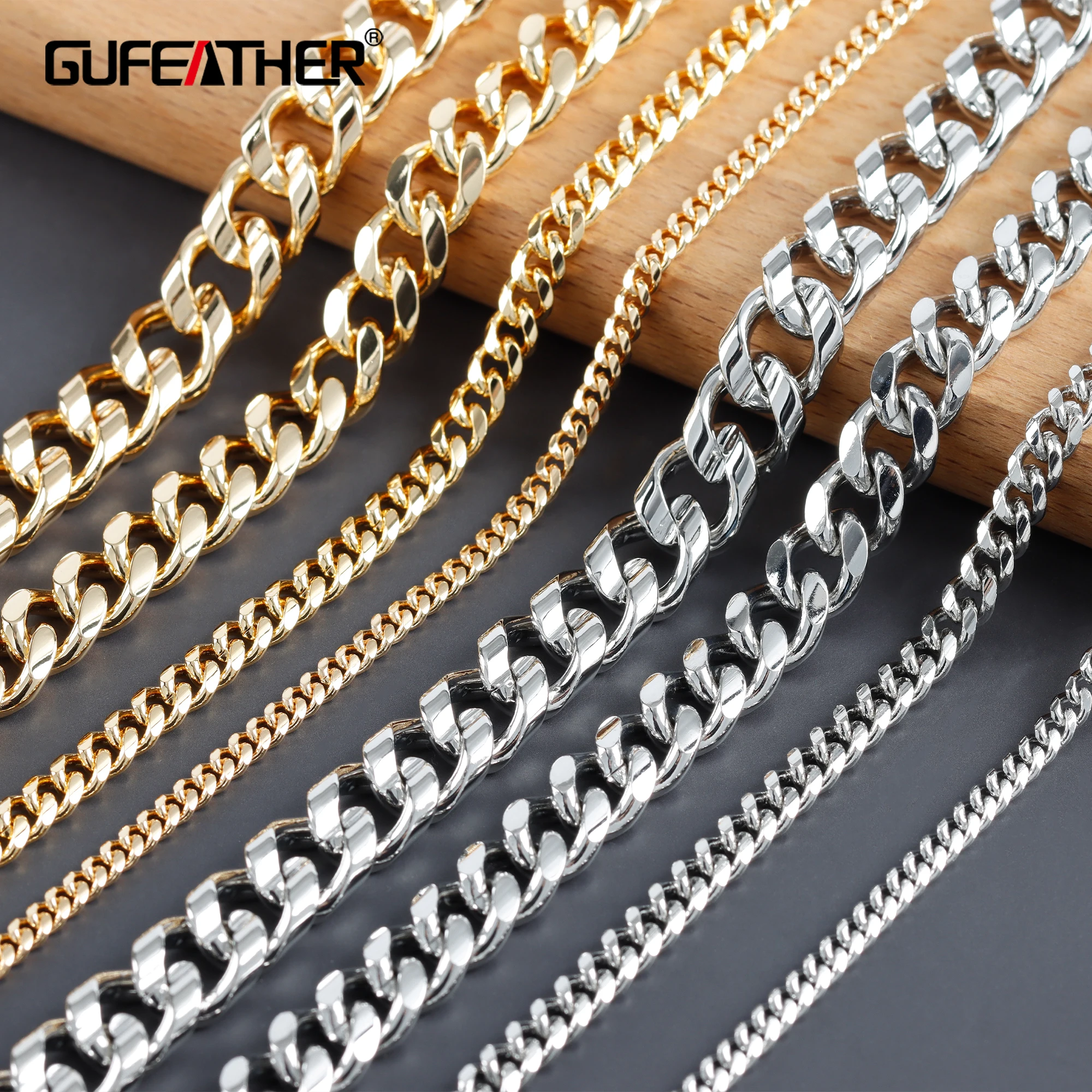 GUFEATHER C155,diy chain,18k gold rhodium plated,copper,pass REACH,nickel free,diy bracelet necklace,jewelry making,1m/lot