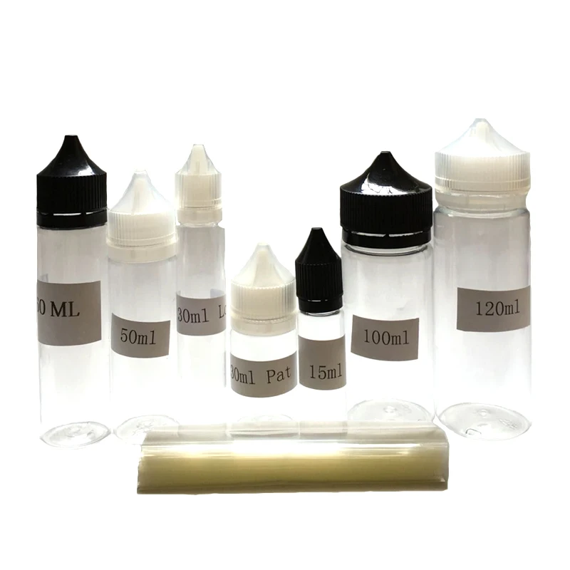 200pcs Clear Heat Shrink Tube PVC Wrap Film for 15ml 30ml 50ml 60ml 100ml 120ml Plastic pen Bottle Fast Shpping