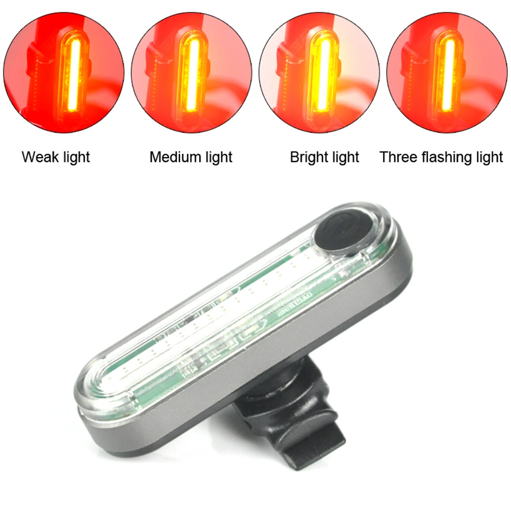 BORUiT 500mAh Bicycle Taillight  COB LED Bike Safety Warning Rear Light USB Rechargeable Waterproof Cycling Bicycle Accessories