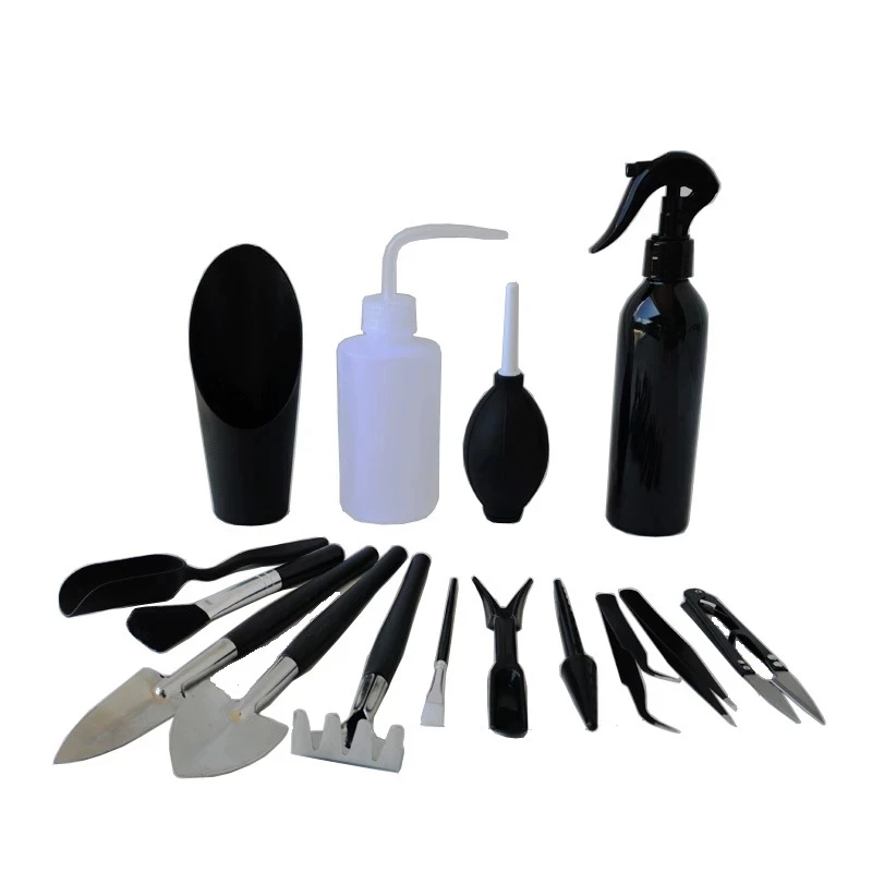 Ensemble de Mini outils à main de jardinage multifonctions, 15 pièces, bouteilles d'arrosage de plantes succulentes, plantes de jardin miniatures, outils de pelle en seau