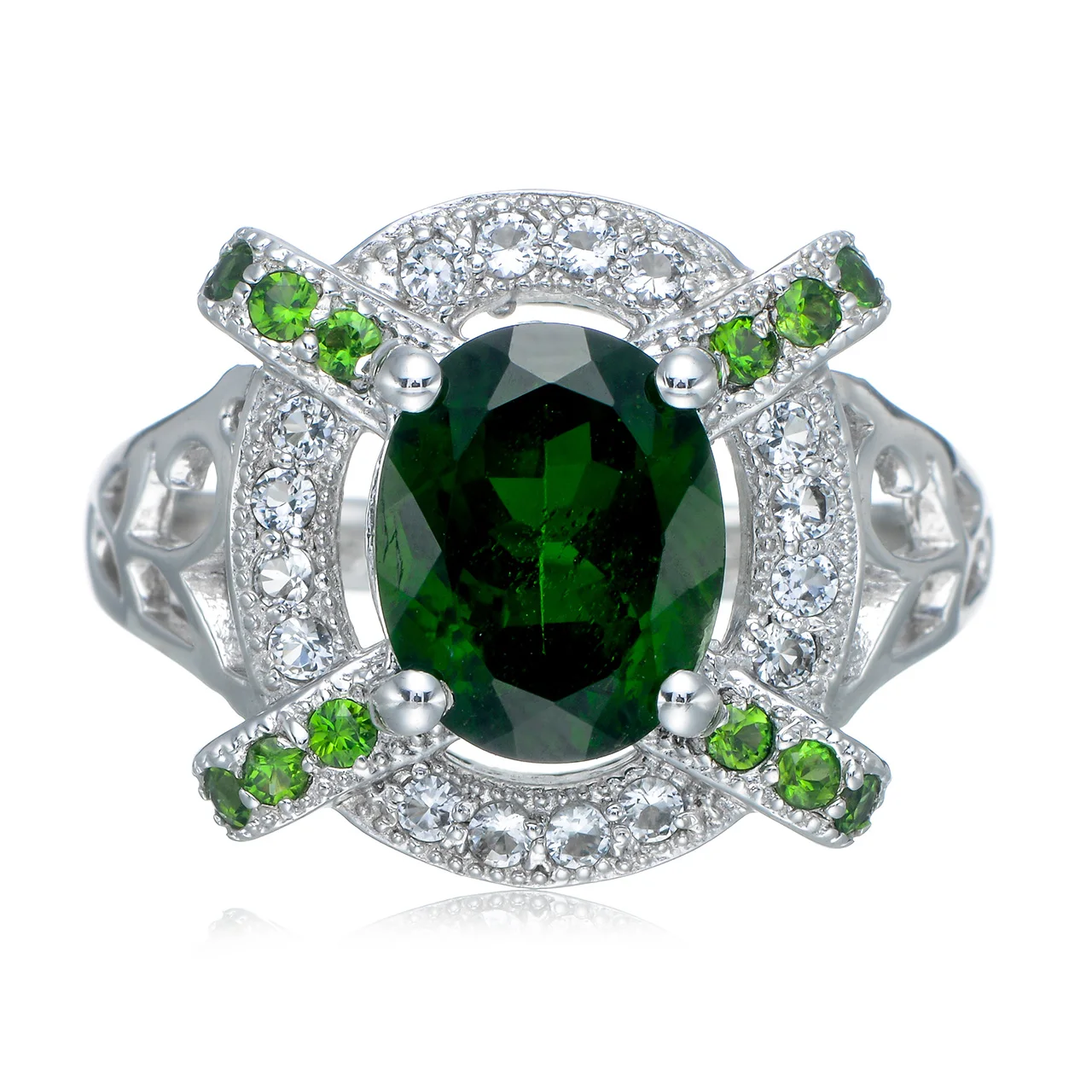 

Chrome diopside Rhodium Over Sterling Silver Ring. wholesale wedding jewelry designer personalized