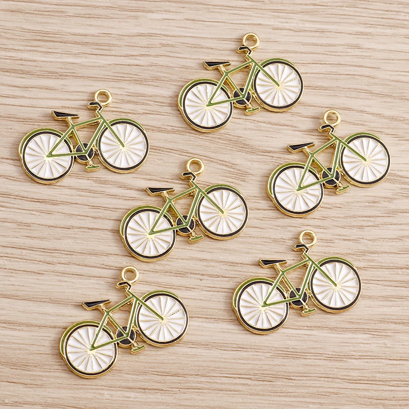 10 stücke 27*18mm Sport Fahrrad Charms für Schmuck Erkenntnisse Emaille Bike Charms Halsketten Anhänger Ohrringe Armbänder DIY, der – Detail 1