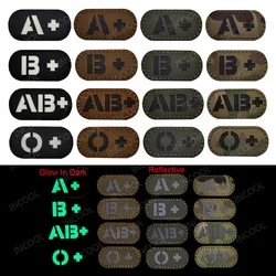 Blood Type Group Patch A B AB O Positive POS Infrared IR Reflective Patches White Glow In Dark 3D Patch For Clothing Backpack