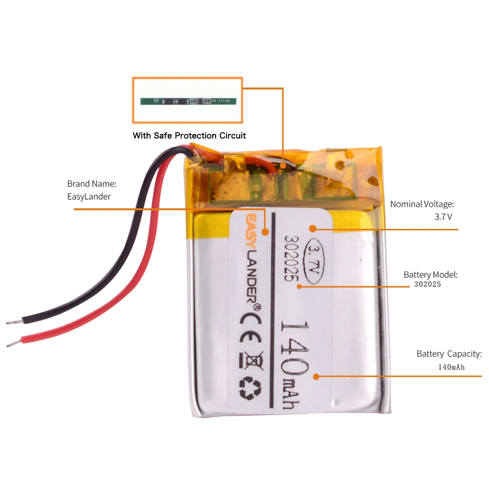 302025 3.7V 140mAh Rechargeable li Polymer Li-ion Battery For mp3 mp4 mp5 gps Bluetooth Speaker headset small Toys 032025 291924