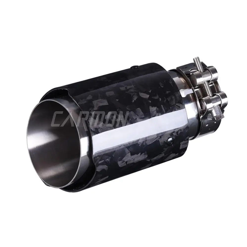 1PCS Car Universal Straight Edge Glossy Forged Carbon Fiber Exhaust Muffler Tip Exhaust End Pipe Tail Pipe Tip without logo