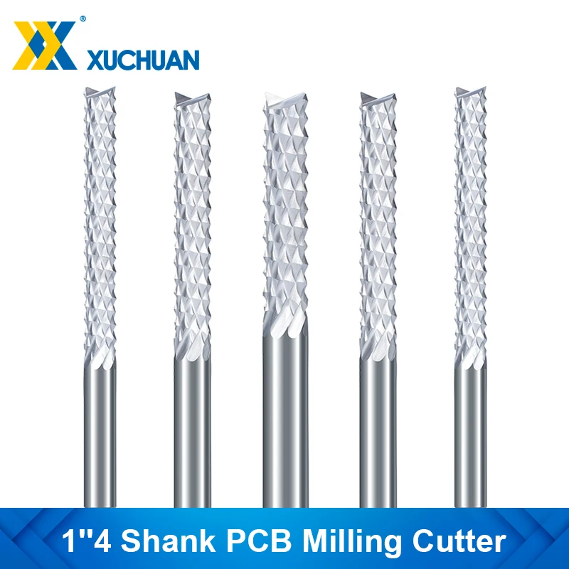 

PCB Milling Cutter 1/4"Shank CNC Machine Milling Tool Milling Cutter for Wood Plastic Corn End Mill Carbide Endmills