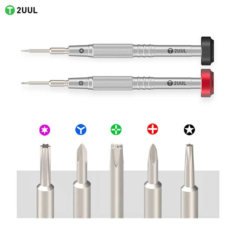 2UUL-destornillador Torx T2 0,6mm punta en Y 0,8mm pentagrama 2,2mm especial 1,5mm Phillips para teléfono, tableta, reloj, herramienta de desmontaje