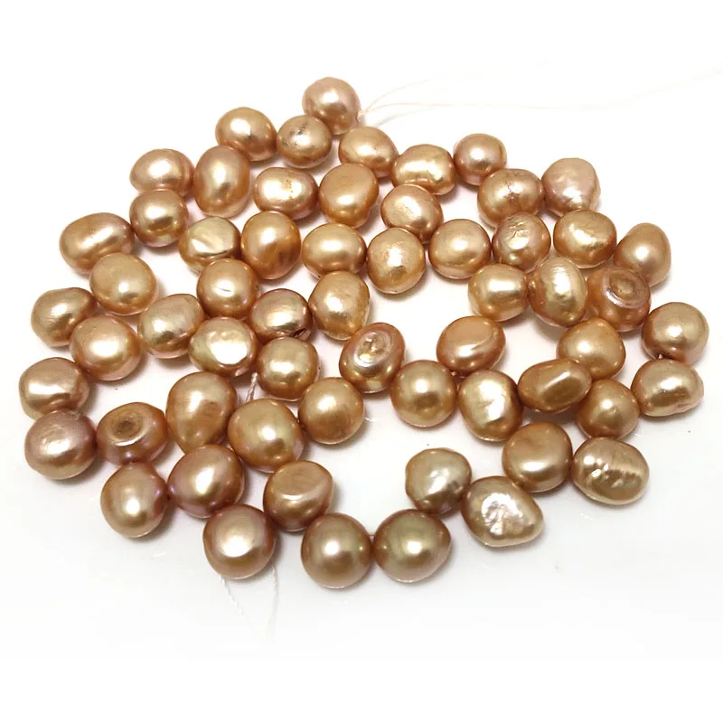 16 inches 6-7mm Latte Natural Side Drilled Flat Baroque Pearls Loose Strand