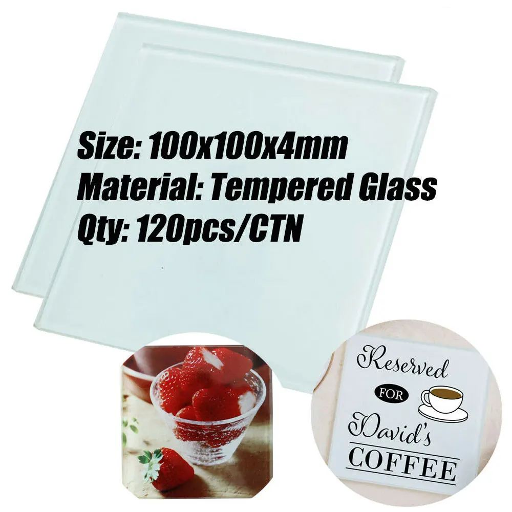 120pcs 3.9in x 3.9in Square Sublimation Blank Glass Coaster Set