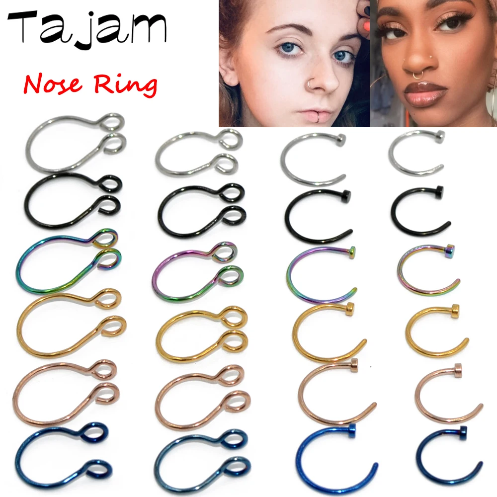 1pieces Stainless Steel C Shape Nose Hoop Lip Rings Hinged Septum Piercing Body Jewelry 18 & 20 Gauge