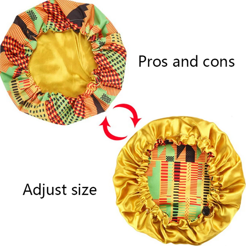 Adjust Children Adult Printed Turban Cap Stain Bonnet For Hair Care Night Sleep Hat Silk Head Wrap Shower Cap Hair Styling Tools