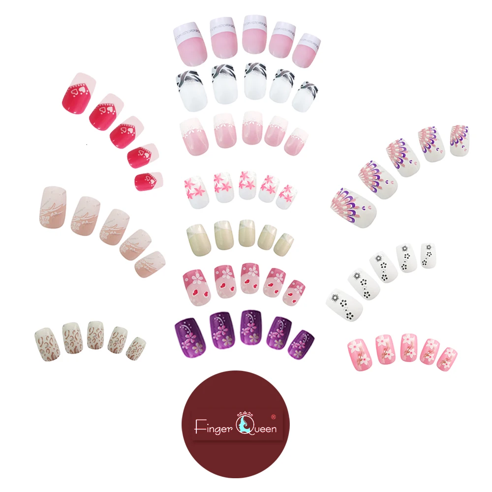 24pcs nail tips with Designs 96 Colors Girl Nails Simple and Convenient Operation Nail Tips