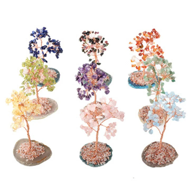 

Crystal Decoration Tree Ornaments Citrine Tree Craft Tree Agate Piece Home Office Ornaments Stone Ornament Gift decoration Craft