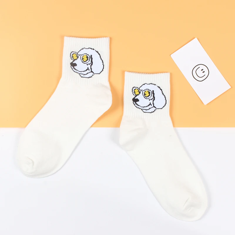 Harajuku śliczne wzorzyste skarpetki kobiety Cartoon list bawełna fajne szorty skarpetki Hipster deskorolka kostki śmieszne skarpetki kobiece Sox — zdjęcie 5