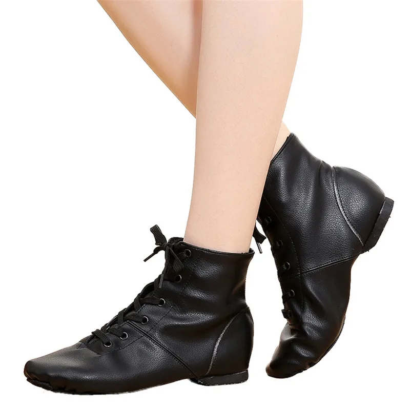 High Quality Fast Delivery Women Men Full Size PU Leather Dance Jazz Boots Shoes