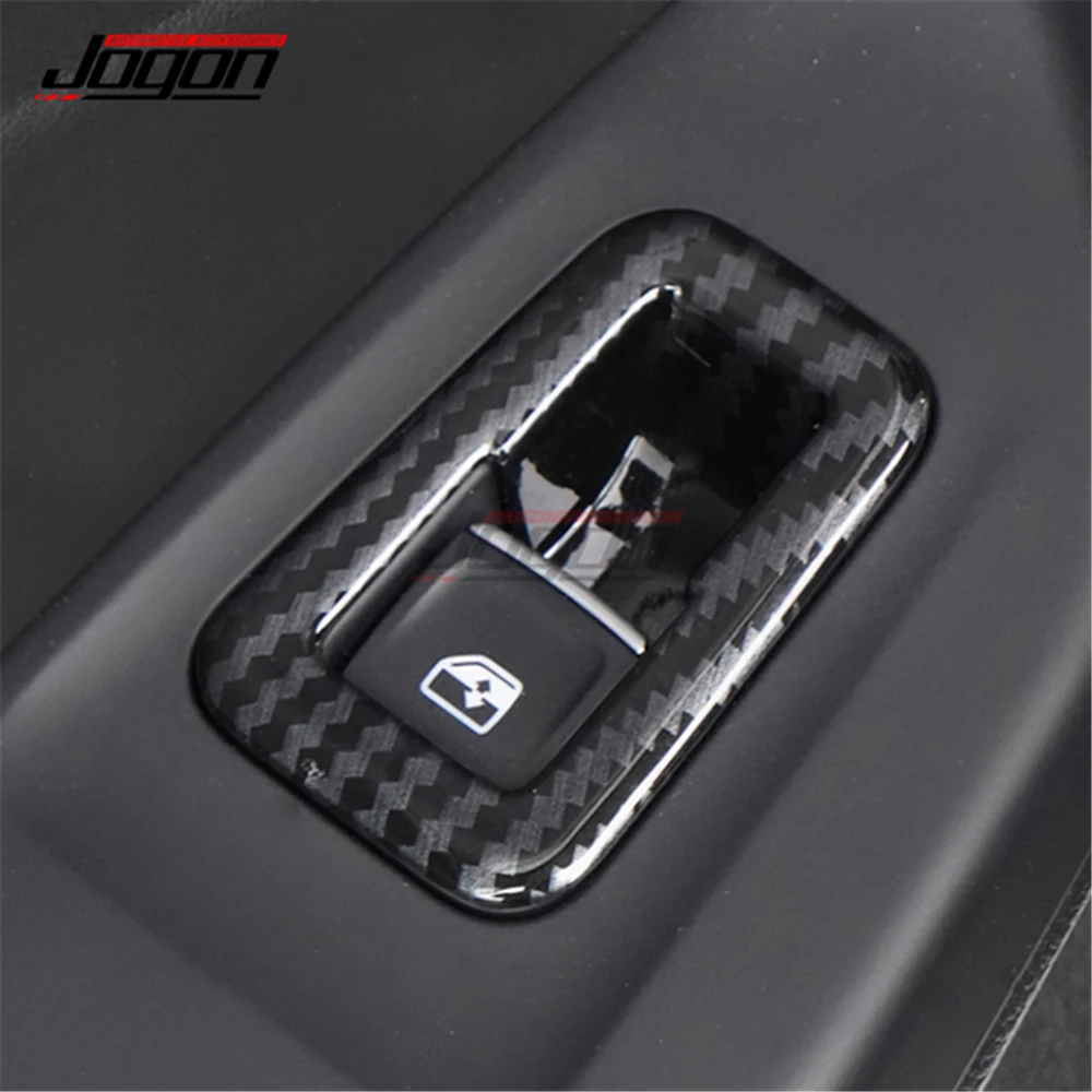 4pcs Carbon Fiber Look For Volkswagen VW Golf 8 MK8 2020 2021 LHD Car Accessories Window Lift Switch Button Sticker Cover Trim