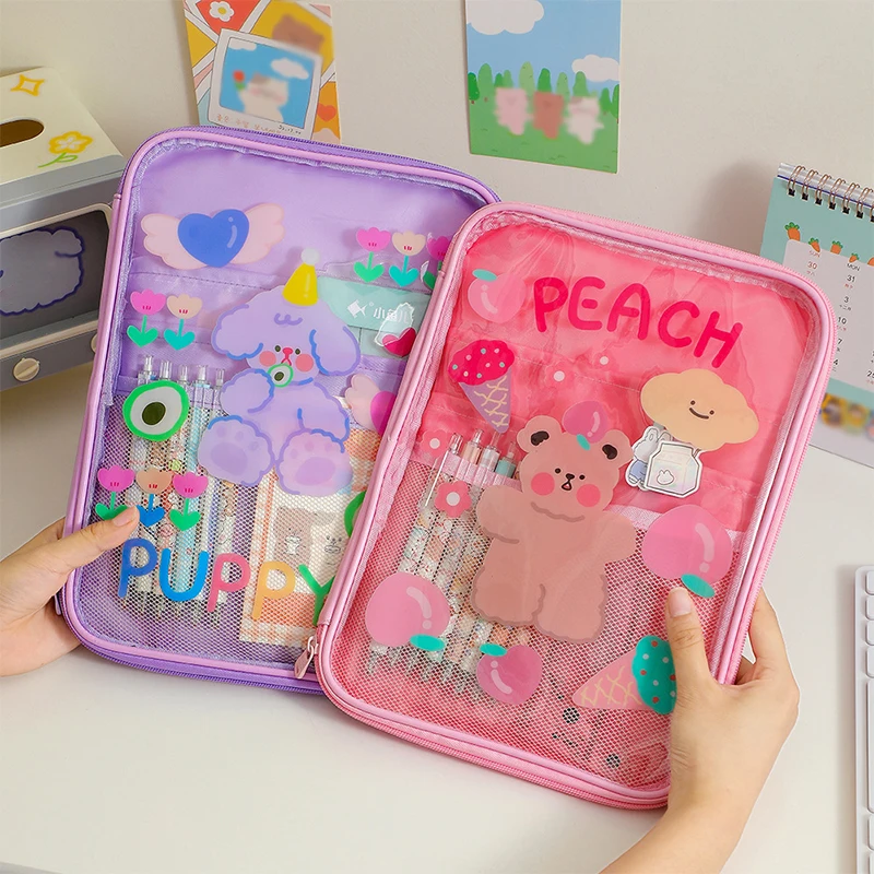 Transparent Storage Sleeve inner bag for ipad pro 11inch Cover Cute Bear Laptop Sleeves for iPad 9.7 10.2inch Cute Bag for Girls