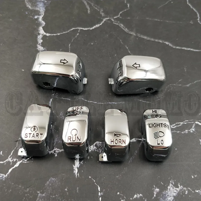 Motorcycle Chrome Handlebar Control Switch Housings Switch Caps For Harley Softail Sportster 883 1200 Dyna V-Rod Models