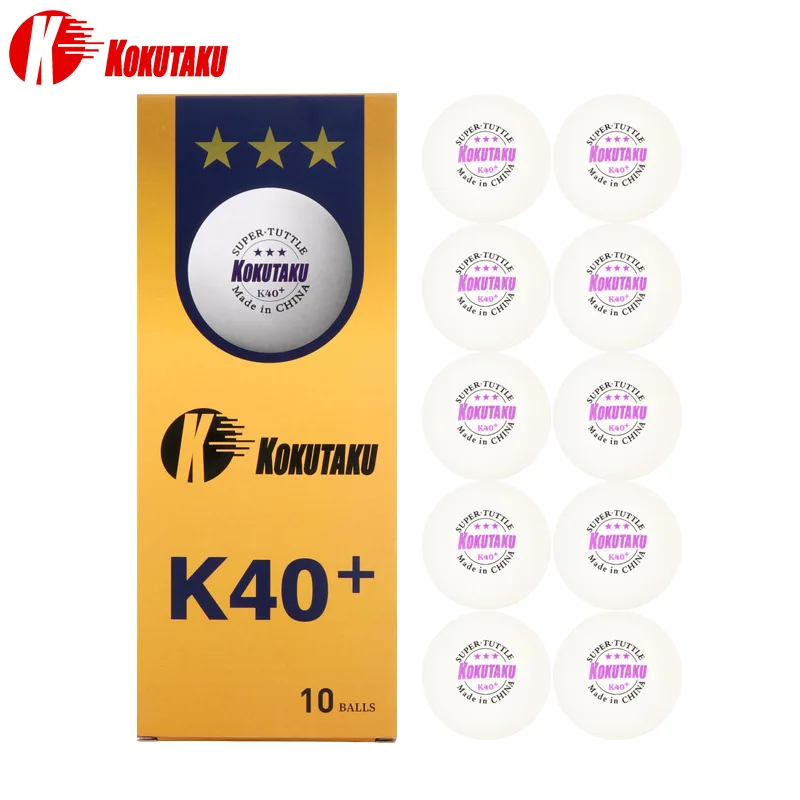 KOKUTAKU 10pcs/box ABS Plastic Material Table Tennis Balls 3 Star  40+mm 2.8g Ping Pong Balls for Game Tenis PingPong Ball