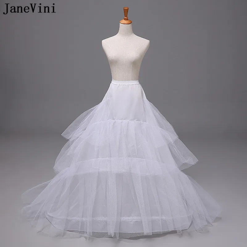 Janevini Puffy 2 Hoops 3 Lagen Van Hard Tule Bridal Petticoats Een Lijn Baljurk Vrouwen Trouwjurk Slip Crinoline onderrok