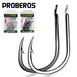 PROBEROS 30Pcs High Carbon Steel Offset Barbed Fishhooks 11#-20# Flat Carp Fishing Hooks Single Jigging Hooks Accessories Tackle