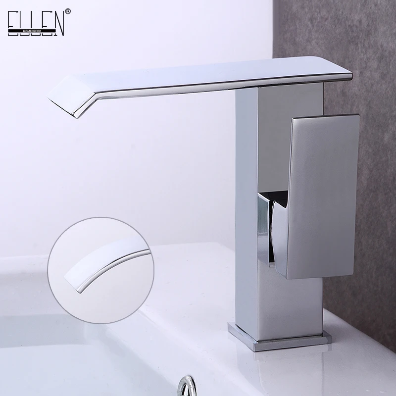 

ELLEN Bath Faucet Waterfall Basin Sink Faucets Deck Mounted Mixer Crane Hot and Cold Water Tap Chrome Finihsed EL1190