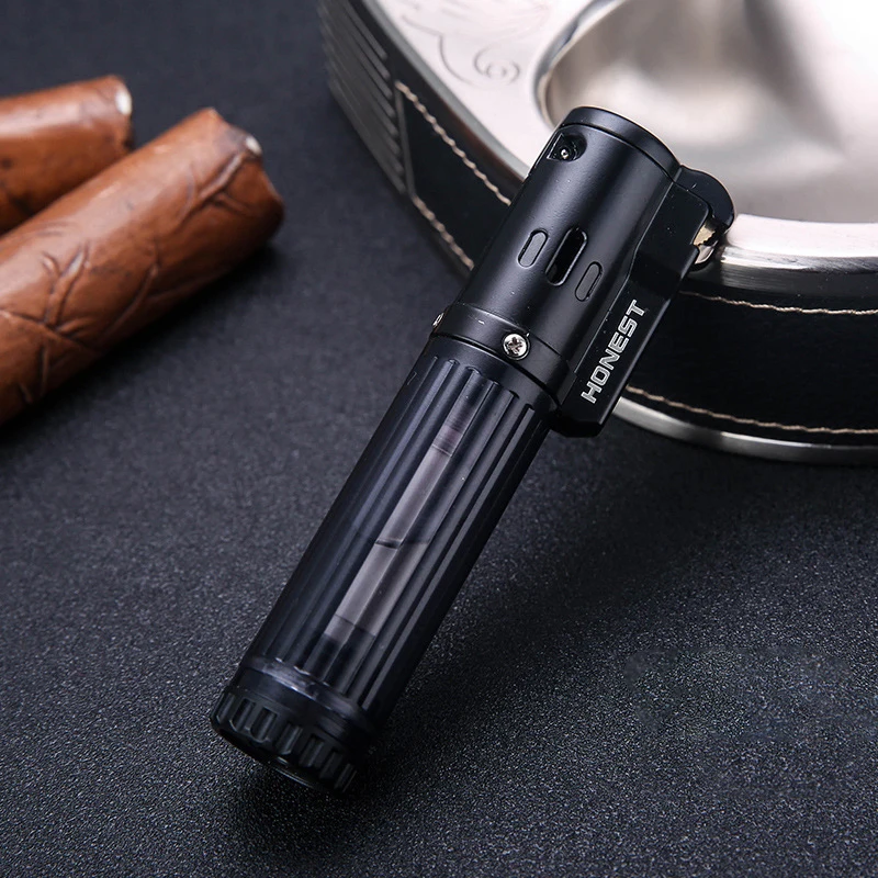 2020 New HONEST Mini Torch Gas Unusual Camping Lighters Smoking Accessories Blue Flame Butane Torch Lighter Gadgets For Men