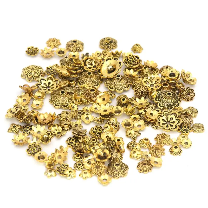 150 stücke Mixed Tibetischen Kupfer Vintage Metall Lose Spacer Perlen Kappen Für Schmuck Machen DIY Finden Zubehör Liefert Großhandel – Detail 3